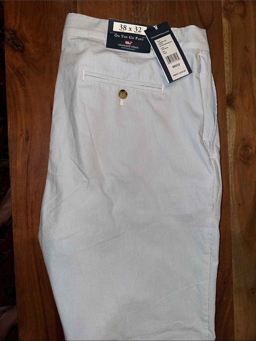 Vineyard Vines Light Blue & White Seersucker Pants